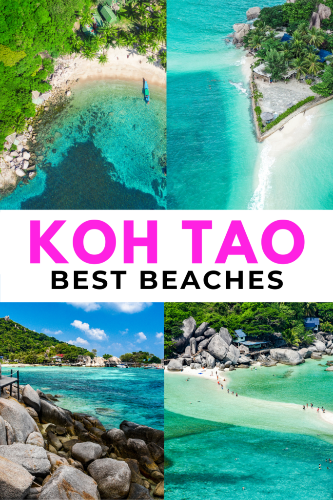 Photo collage with text Koh Tao best beaches