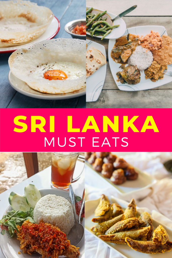 collage of various Sri Lankan foods with text SRI LANKA MUST EATS