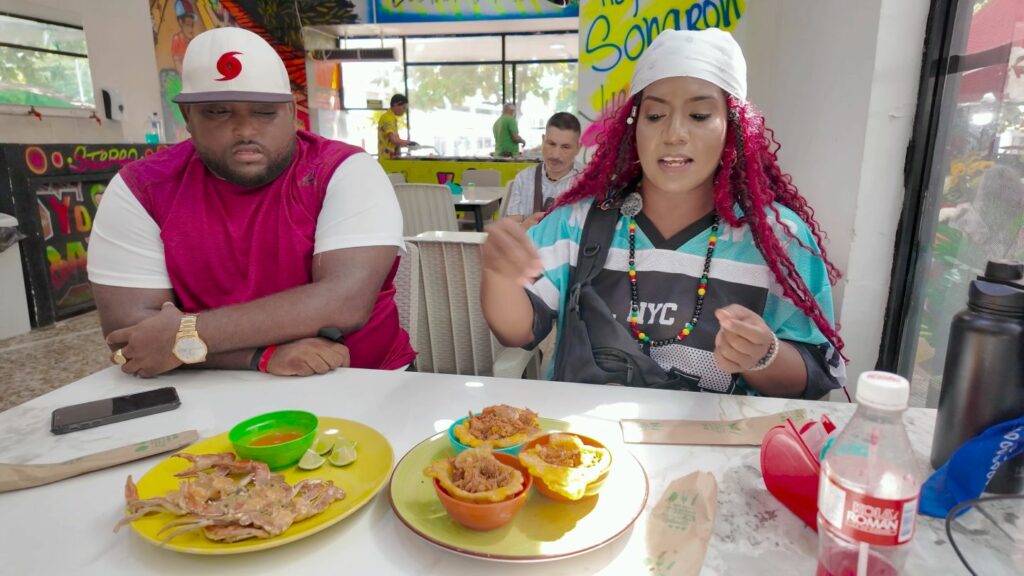 Deimer and Carmen Cheap and Safe Cartagena showing traditional Colombian coastal food