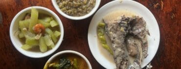 Typical Filipino foods in Palawan at a kitchenette in El Nido