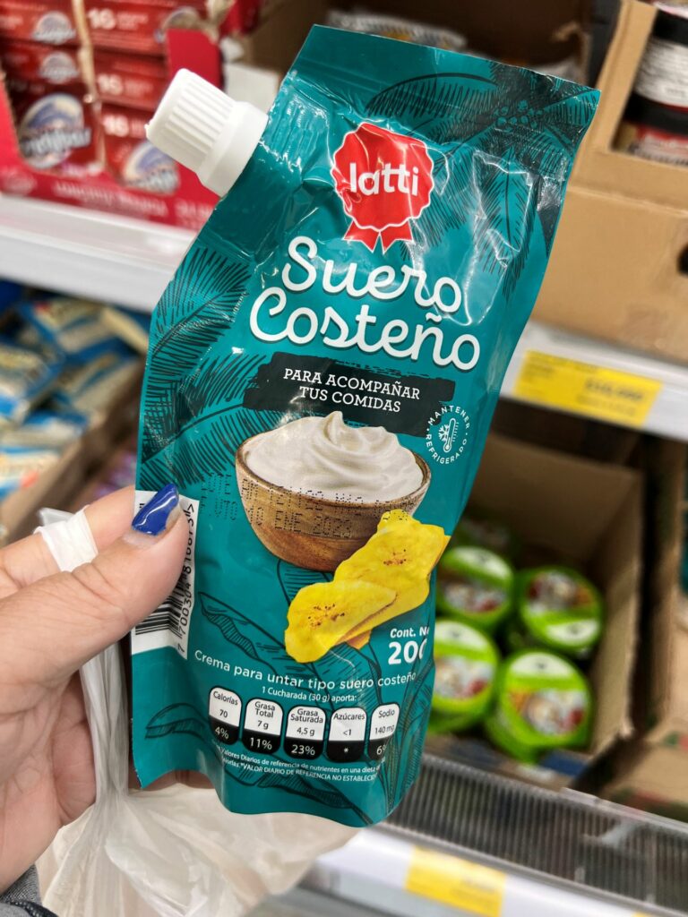 Suero Costeno commercial product in a supermarket a common food in Cartagena