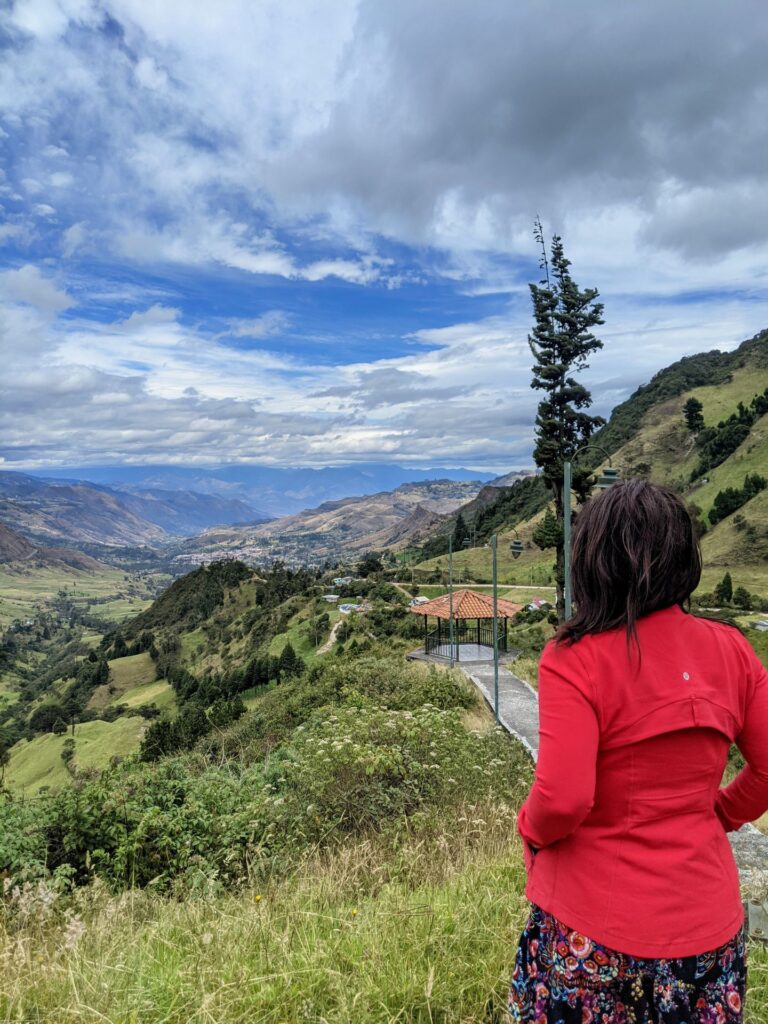 Ayngelina looking at views outside Cuenca Ecuador