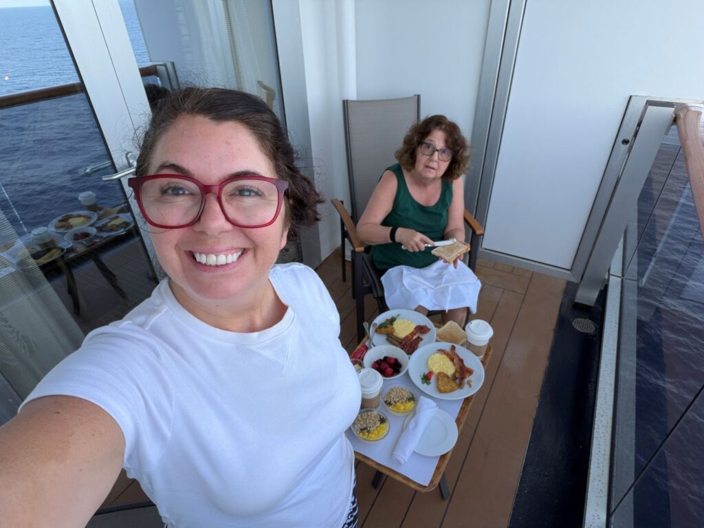 Ayngelina and Carmie on cruise balcony