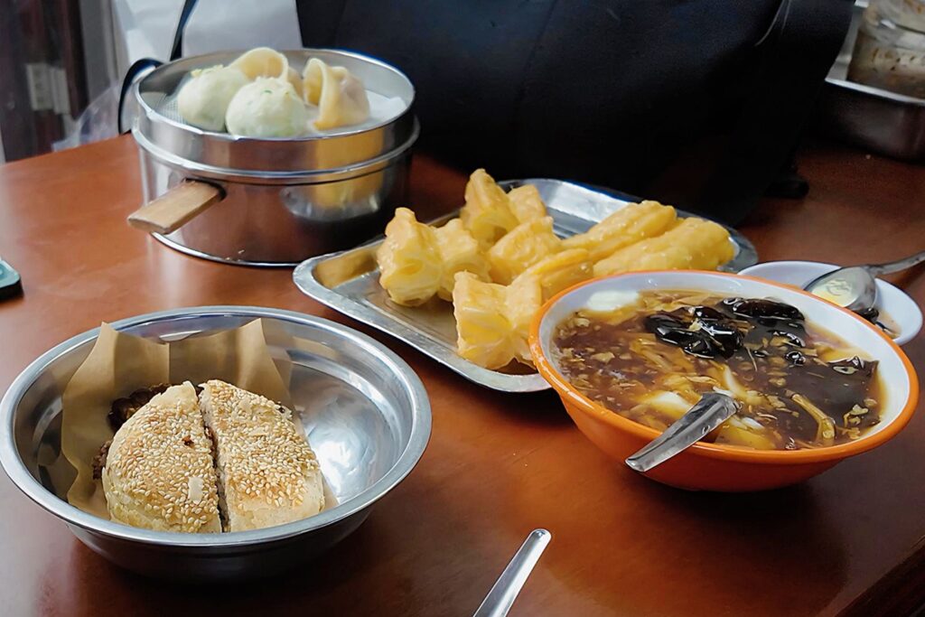 table of breakfasts in Beijing